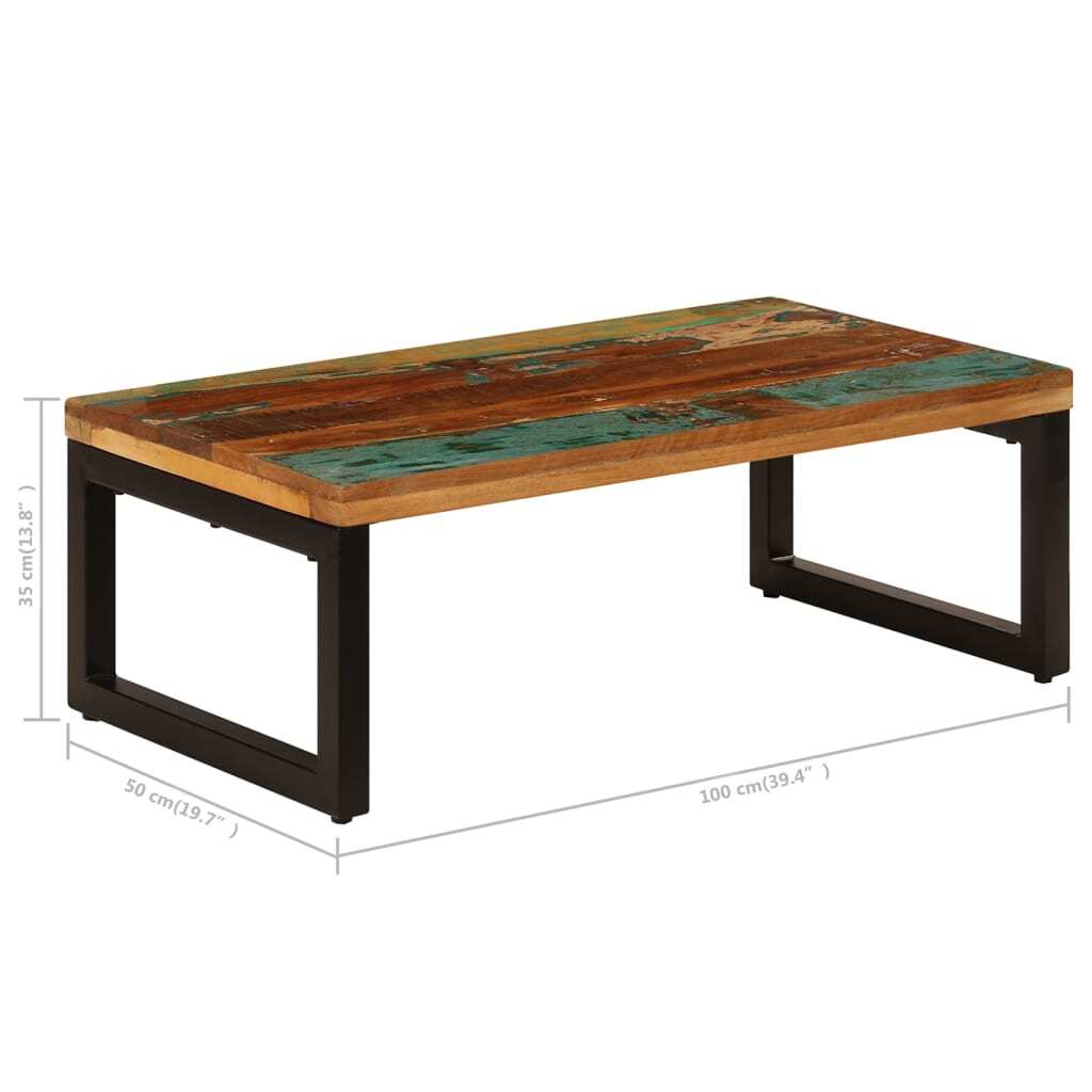 Coffee Table 39.4"x19.7"x13.8" Solid Reclaimed Wood and Steel