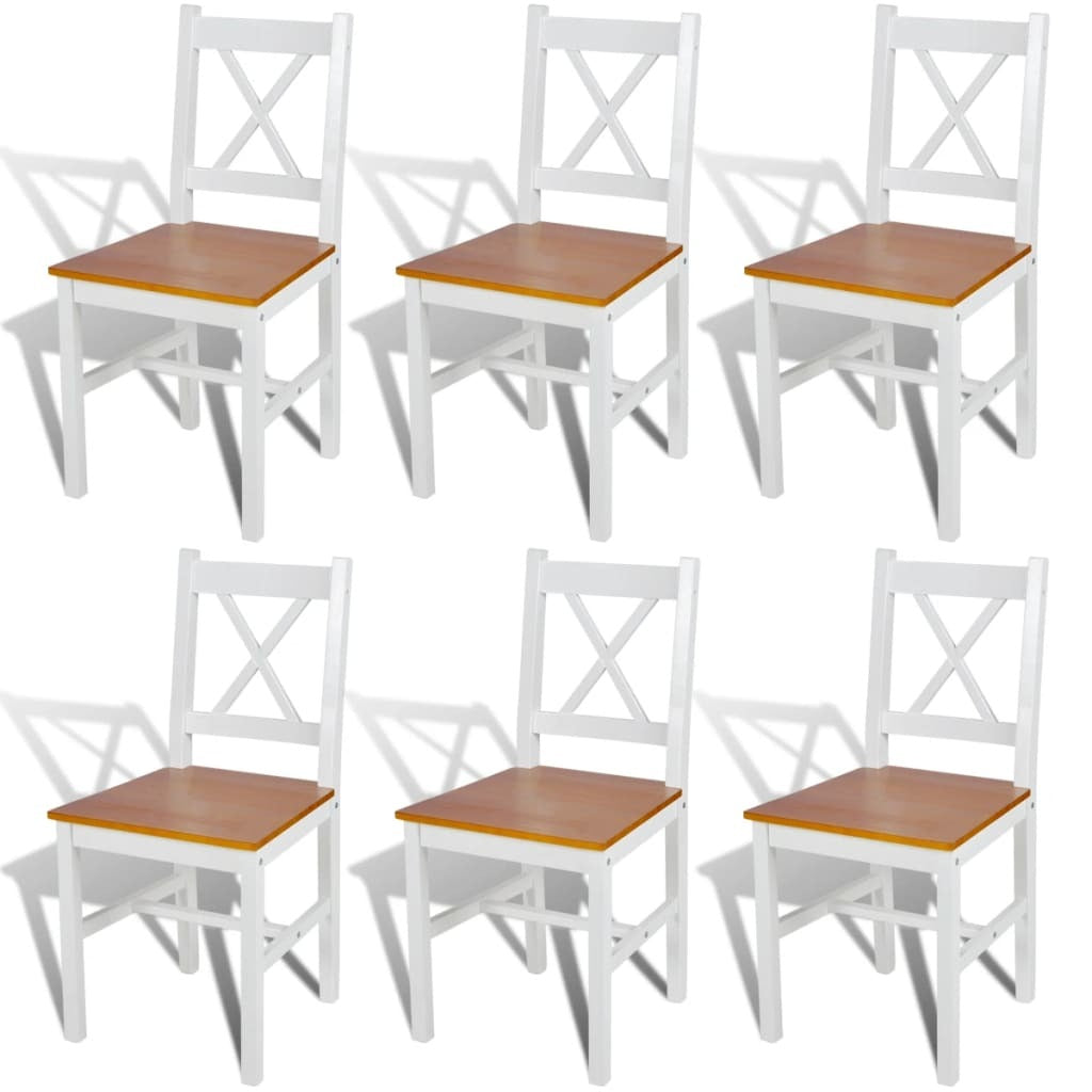 Dining Chairs 6 pcs White Pinewood