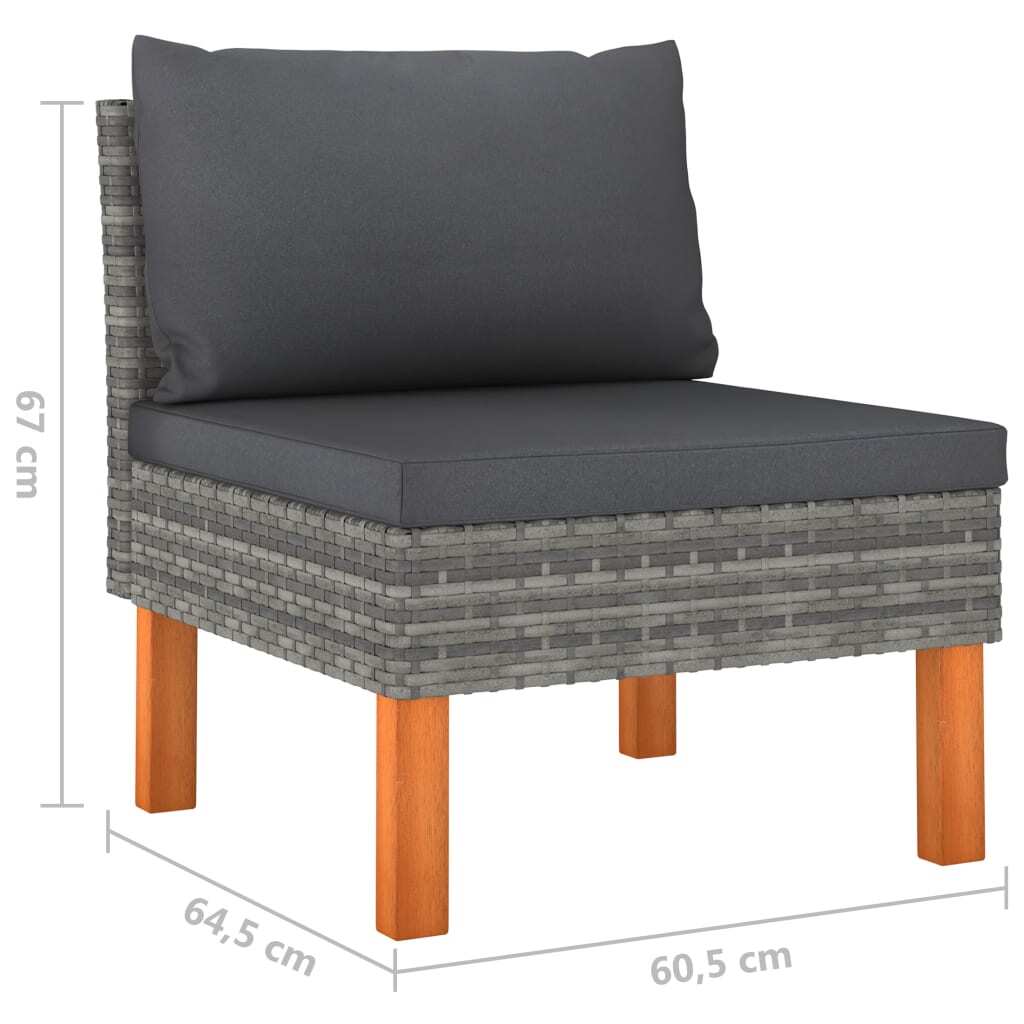 4-Seater Patio Sofa with Cushions Gray Poly Rattan