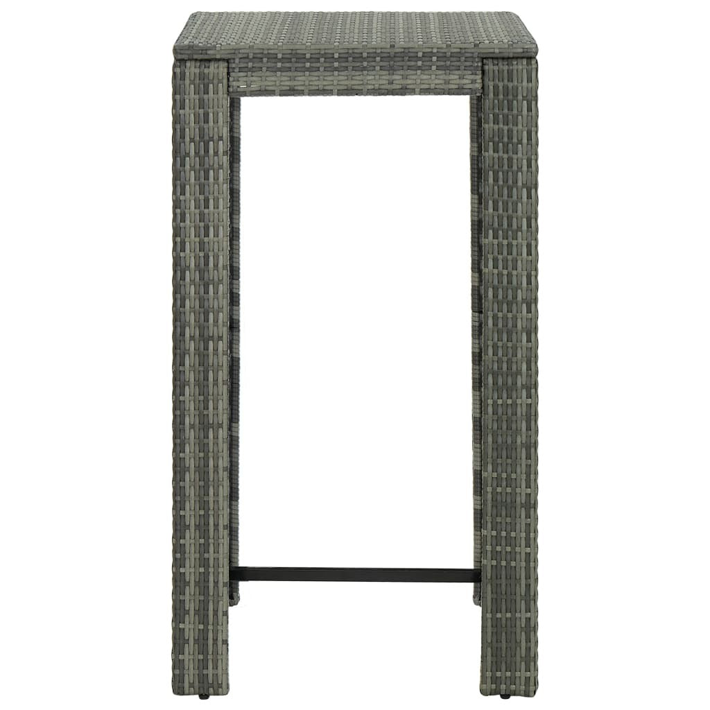 5 Piece Patio Bar Set with Cushions Poly Rattan Gray