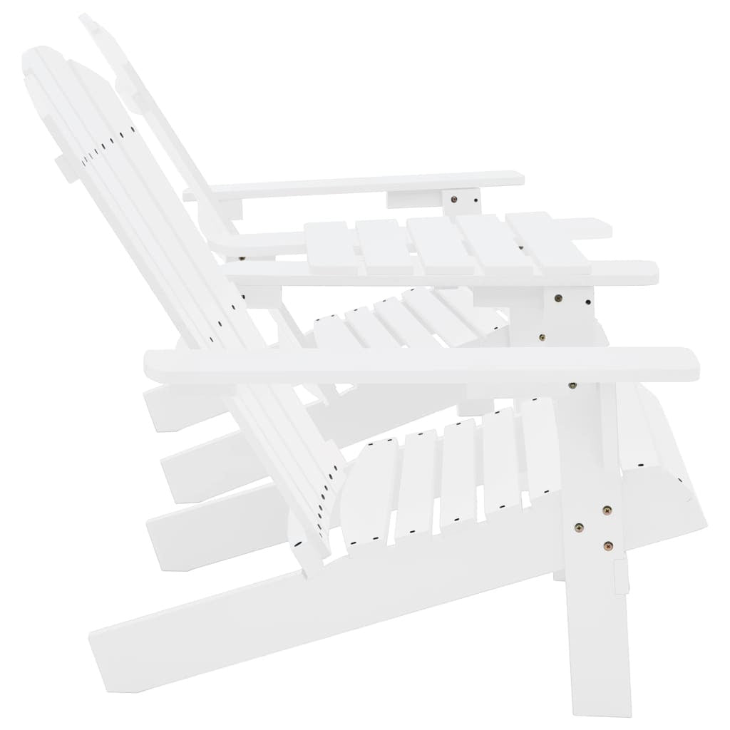 Patio Adirondack Chairs with Tea Table Solid Wood Fir White