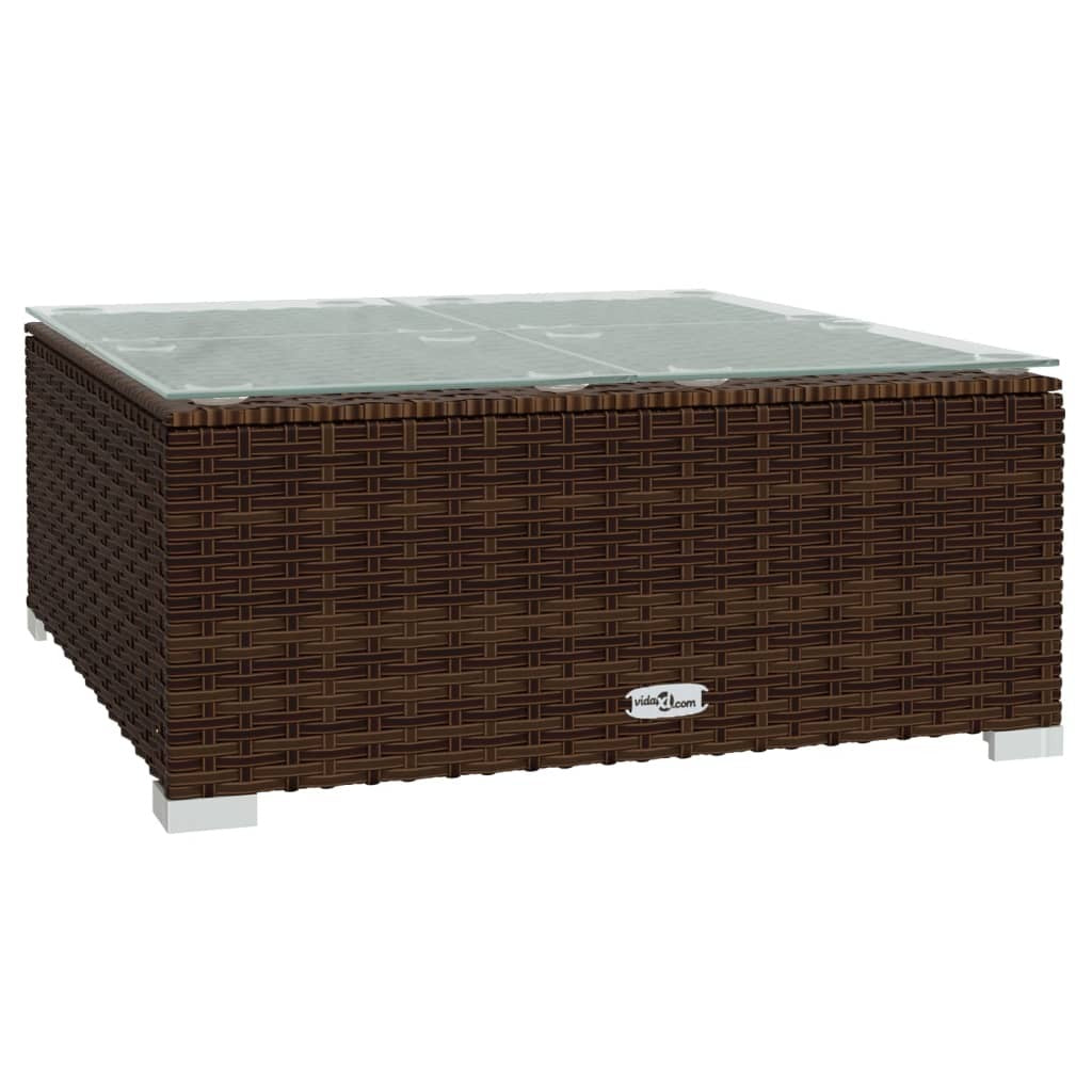 10 Piece Patio Lounge Set with Cushions Poly Rattan Brown