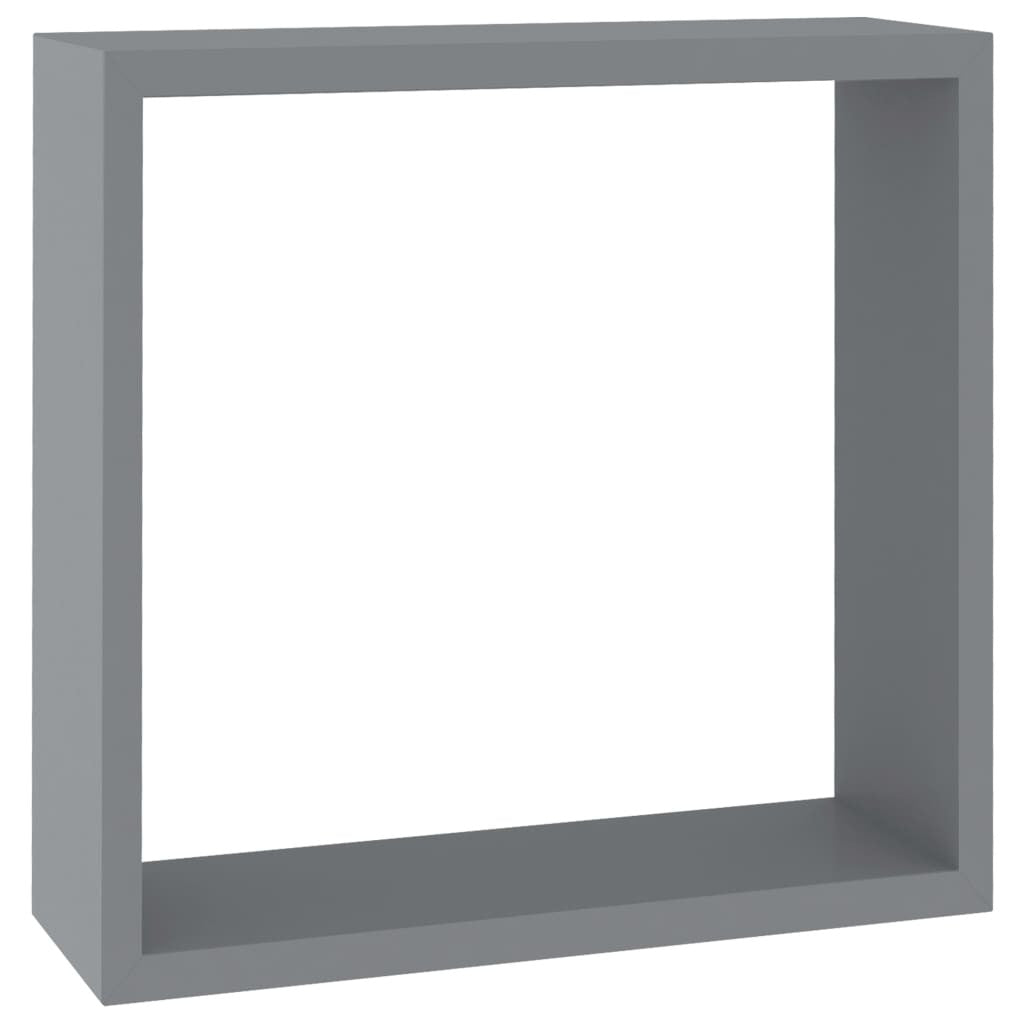 Wall Cube Shelves 3 pcs Gray MDF