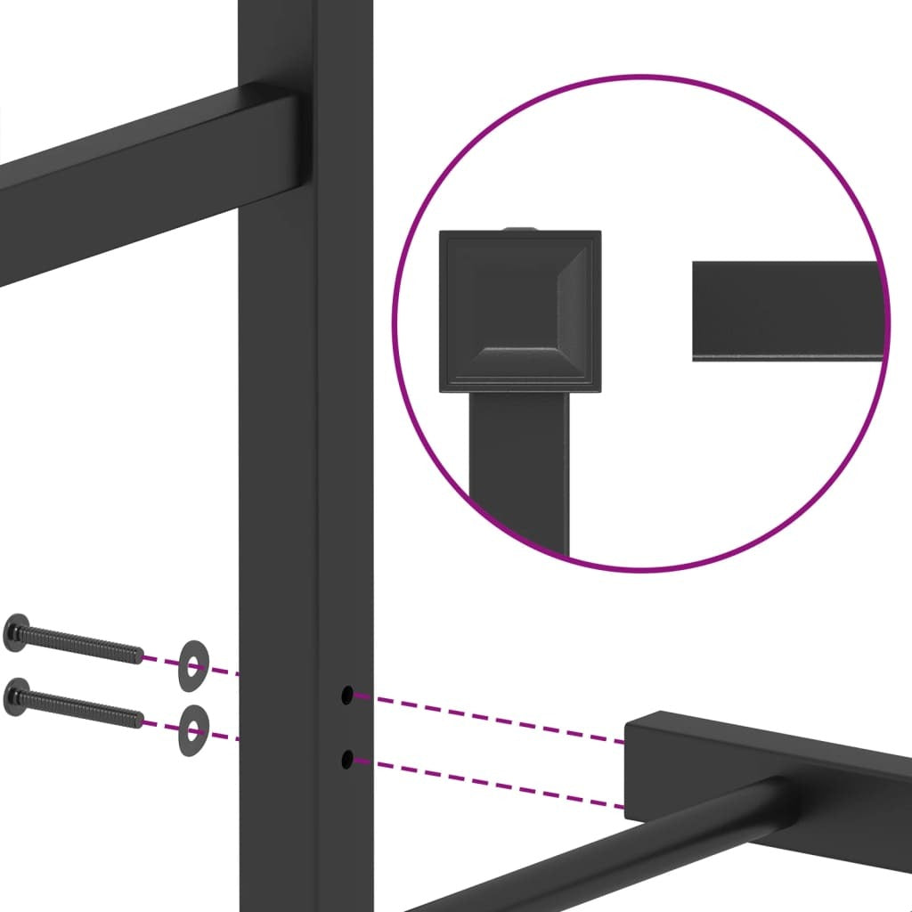 Metal Bed Frame without Mattress with Footboard?Black 59.1"x78.7