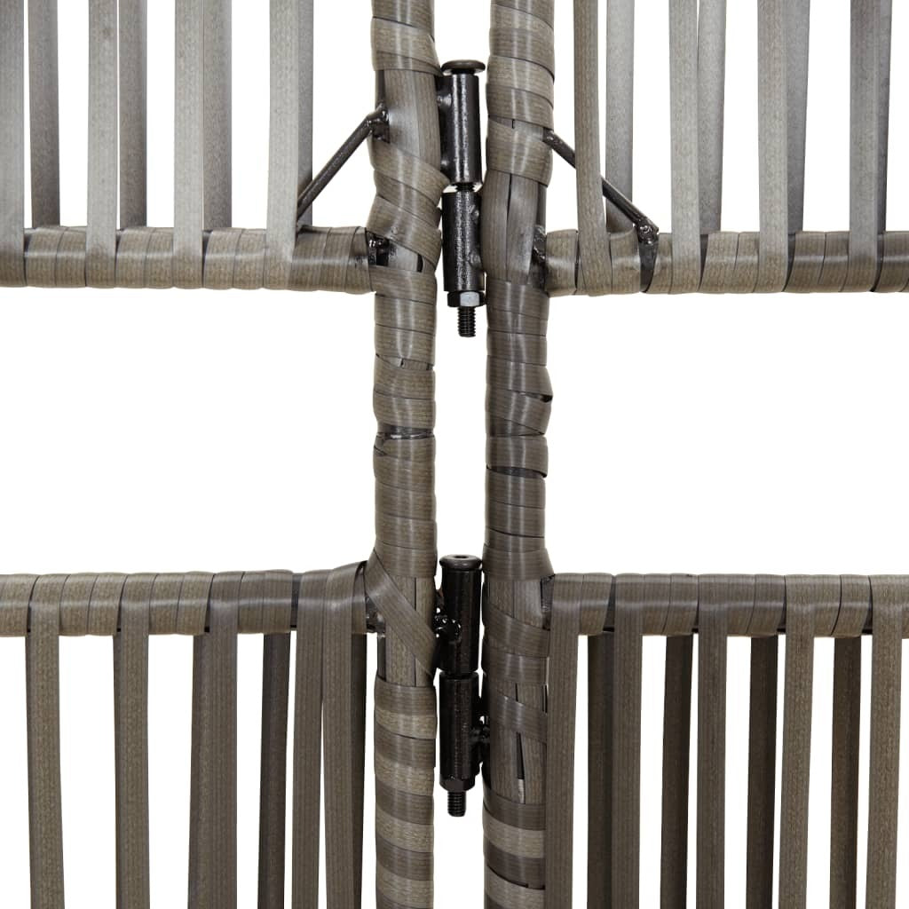 Room Divider 4 Panels Gray Poly Rattan