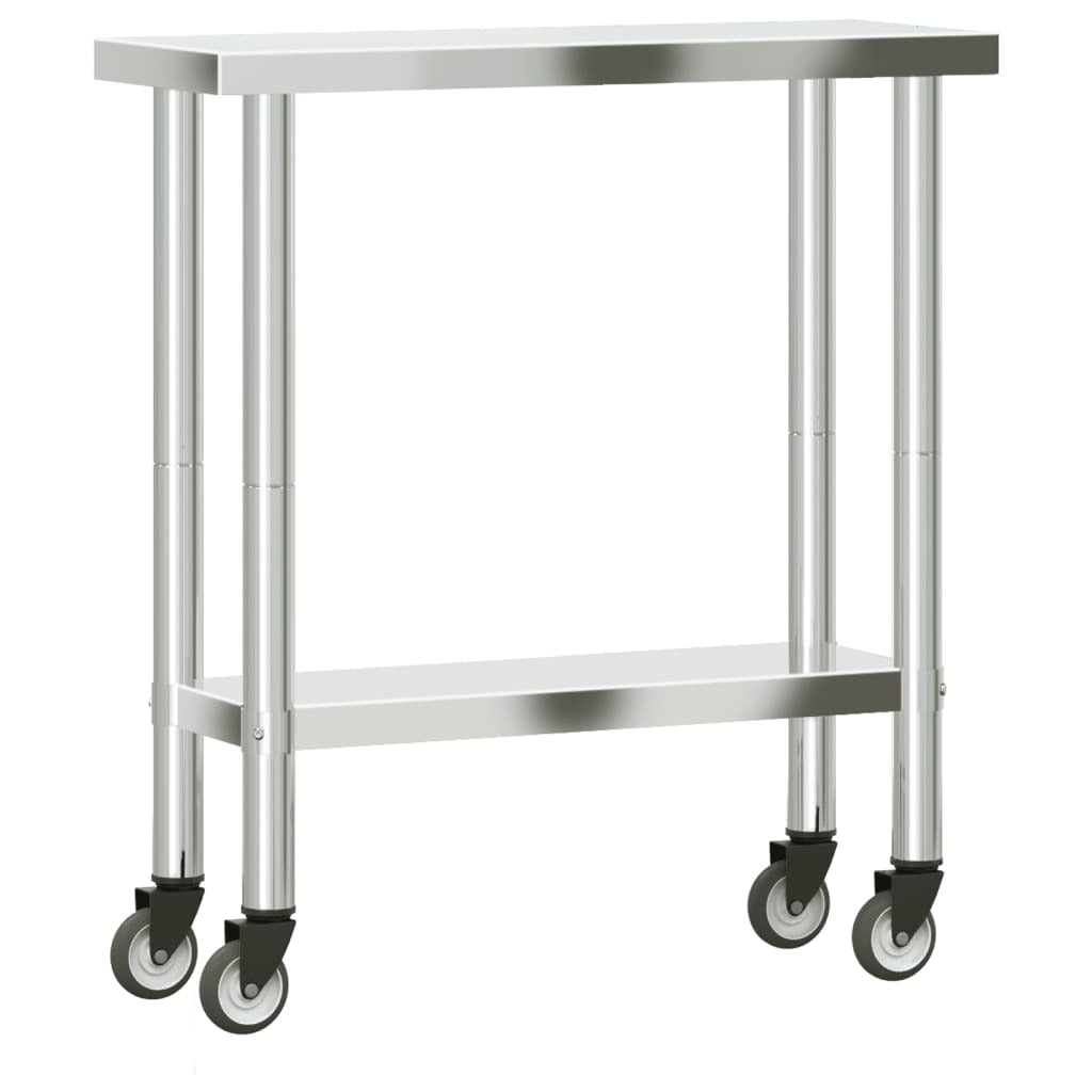 Kitchen Work Table with Wheels 32.5"x11.8"x33.5" Stainless Steel