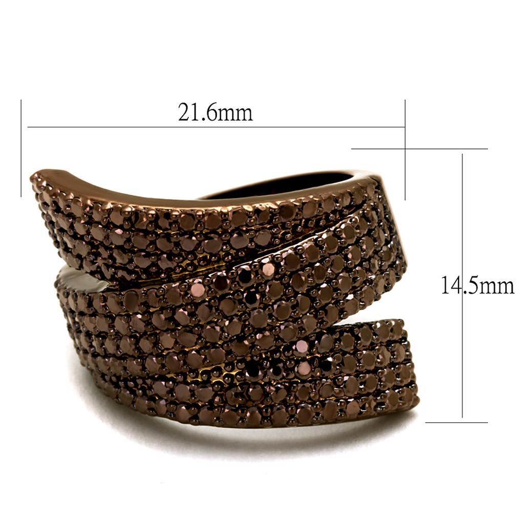 3W1125 - IP Coffee light Brass Ring with AAA Grade CZ in Light Coffee