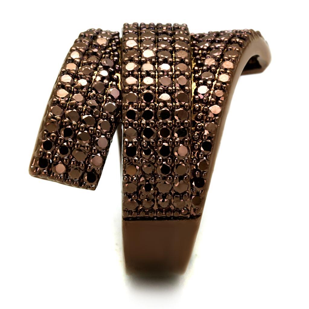 3W1125 - IP Coffee light Brass Ring with AAA Grade CZ in Light Coffee