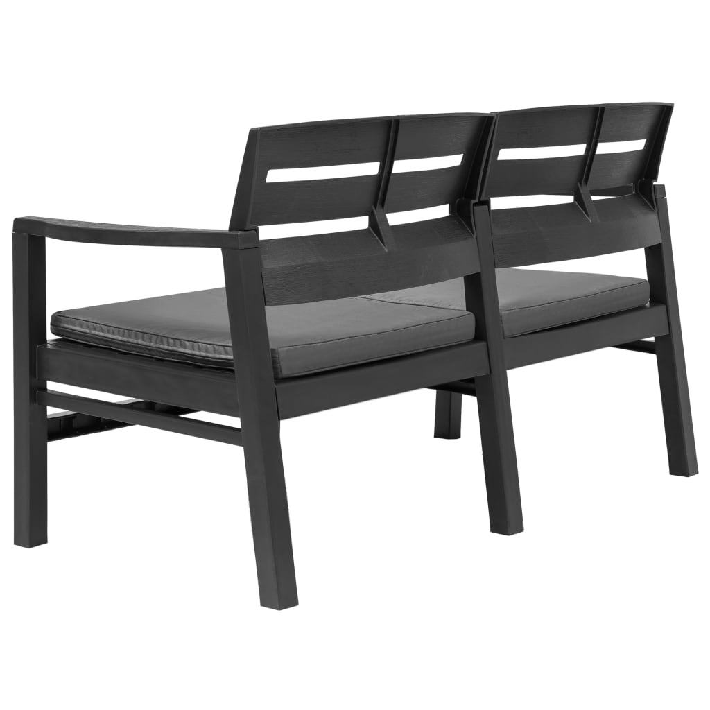 2-Seater Patio Bench with Cushions 52.4" Plastic Anthracite