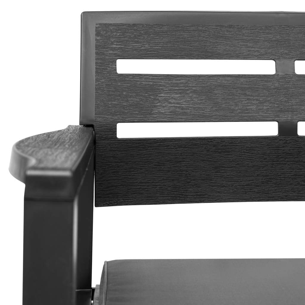 2-Seater Patio Bench with Cushions 52.4" Plastic Anthracite