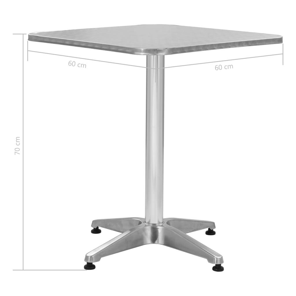 Patio Table Silver 23.6"x23.6"x27.6" Aluminum