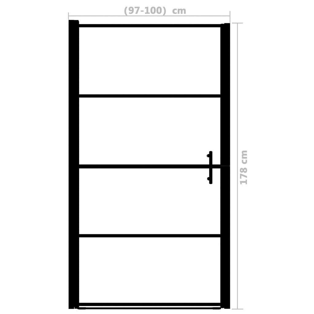 Shower Door Frost Tempered Glass 39.4"x70.1" Black