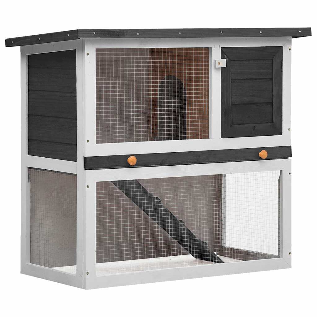 Outdoor Rabbit Hutch 1 Door Gray Wood