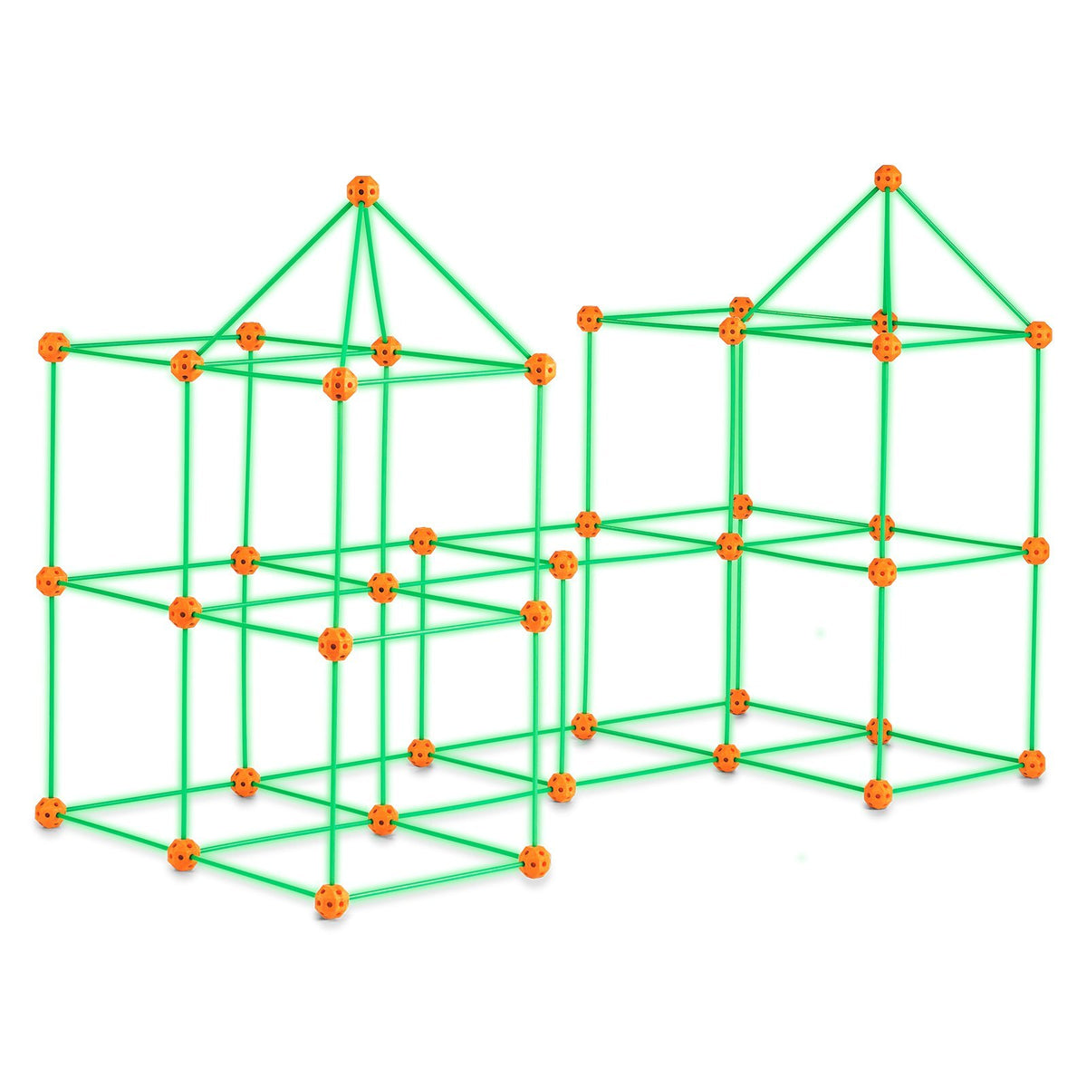 Fort Building Kit for Kids, 140PCS Glow in The Dark STEM Building Toys, Educational Gift for 4 5 6 7 8+ Year Old Boys & Girls Indoor Outdoor Play Tent Construction Toys with 96 Rods and 44 Balls