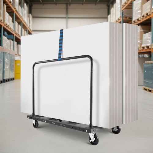 Drywall Cart Dolly, 1800 lbs Load Capacity, Steel Panel Truck Cart with 5 inch Swivel Casters, Lumber Drywall Dolly with Tie-Down Strap & 2 Side Handrails for Factory, Warehouse, Garage, Black