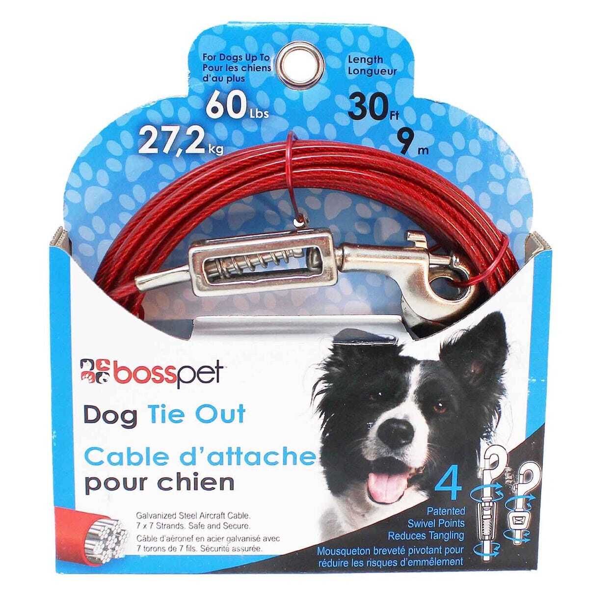 Boss Pet Large Vinyl Coated Cable Tie Outs with Springs 20 ft