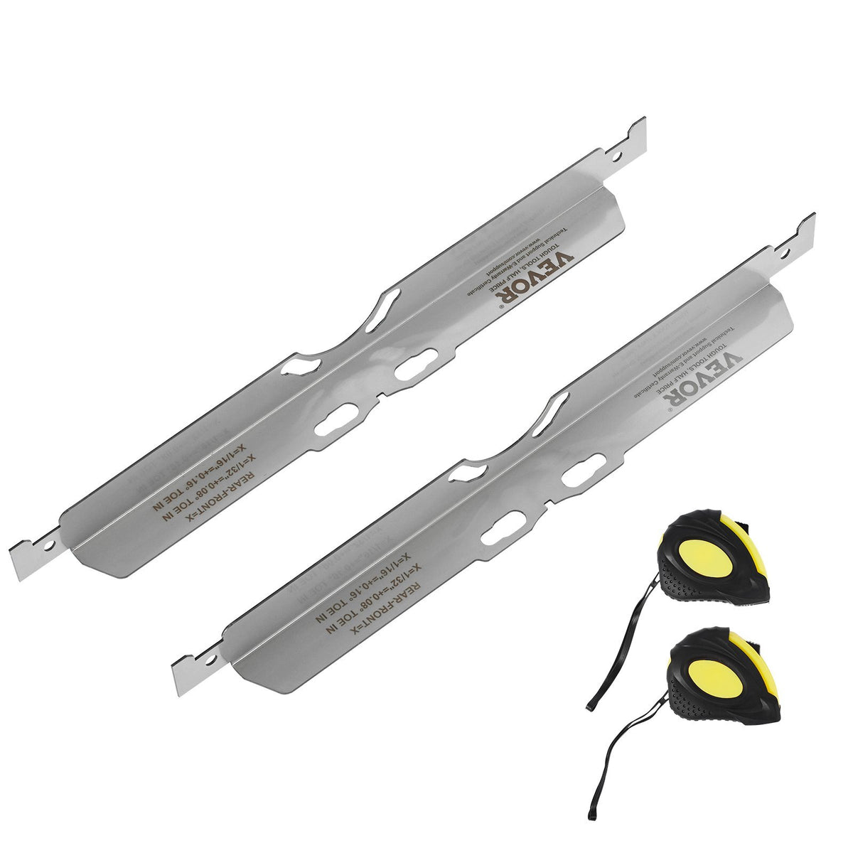 Wheel Alignment Tool, 2-Pack Toe Alignment Toe Plates, Stainless Steel Wheel Alignment Tool Plate, Toe Angle Accurate Measurement, Includes 2 Measuring Tapes & Conversion Chart