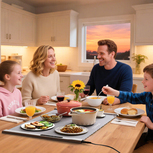 Food Warming Mat Rollable and Portable Electric Warming Tray with Fasting Heating-Gray