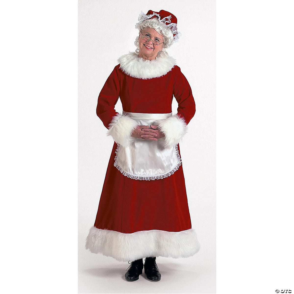 Women s Burgundy Velvet Mrs. Claus Dress Costume Medium