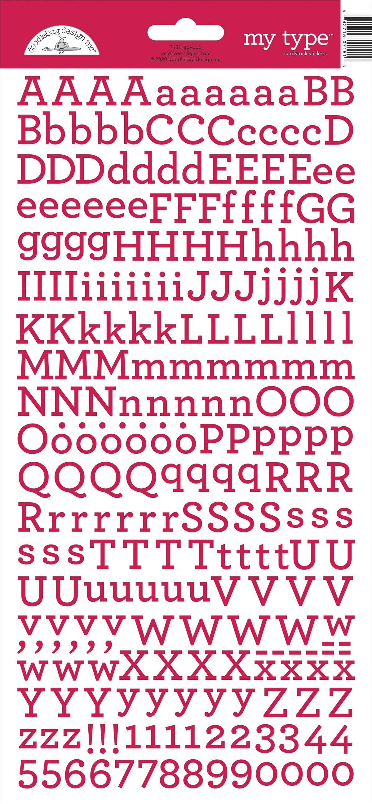 Doodlebug My Type Cardstock Stickers 6 X13 inch Ladybug inch
