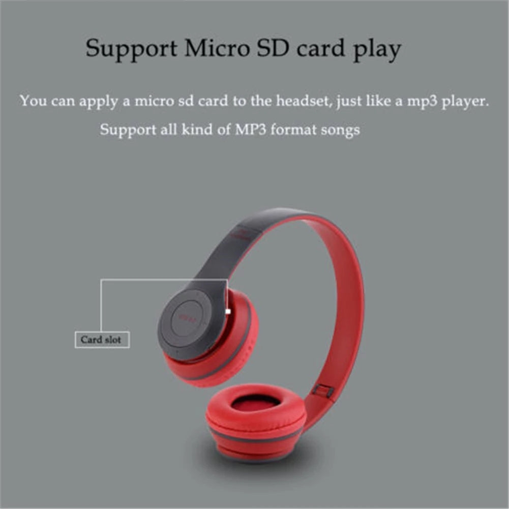 P47 Foldable Wireless Headphones, Tablet Bluetooth-compatible Headset With Mic, Compatible For Mobile Xiaomi Iphone Sumsamg black