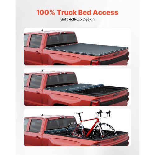 Soft Roll-Up Truck Bed Tonneau Cover, Compatible with 2015-2026 Chevy Colorado/GMC Canyon CREW SHOR, Fits 5.2 ft (5 ft 2 in/62 in) Bed, PVC Tonneau Cover with Three Aluminum Alloy Support Bars