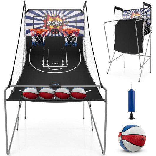 Dual Shot Basketball Arcade Game with 8 Game Modes and 4 Balls-White - Color: White