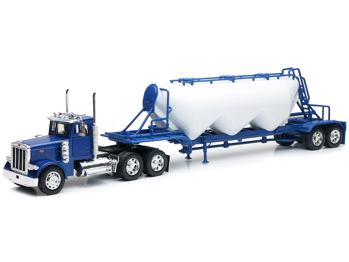 Peterbilt 379 Truck Blue with Pneumatic Tanker Trailer White "Long Haul Truckers" Series 1/32 Diecast Model by New Ray