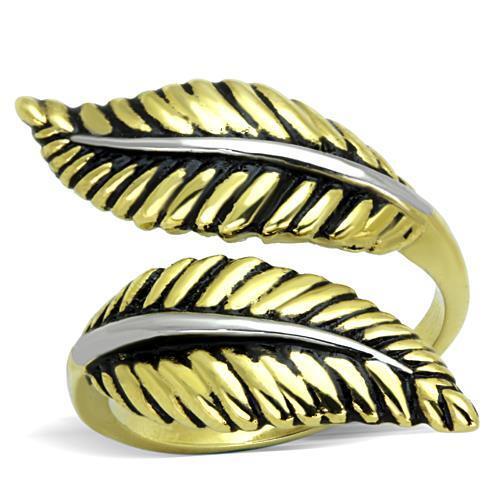 TK1707 - Two-Tone IP Gold (Ion Plating) Stainless Steel Ring with Epoxy in Jet