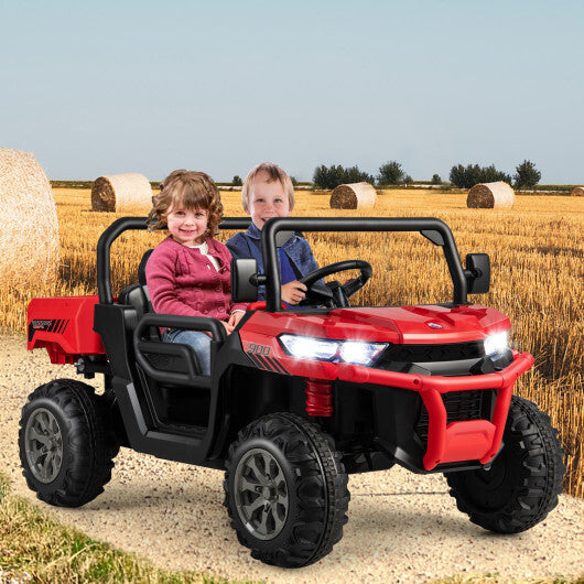 24V Ride On Kids Car with Dump Bed and Remote Control-Red - Color: Red