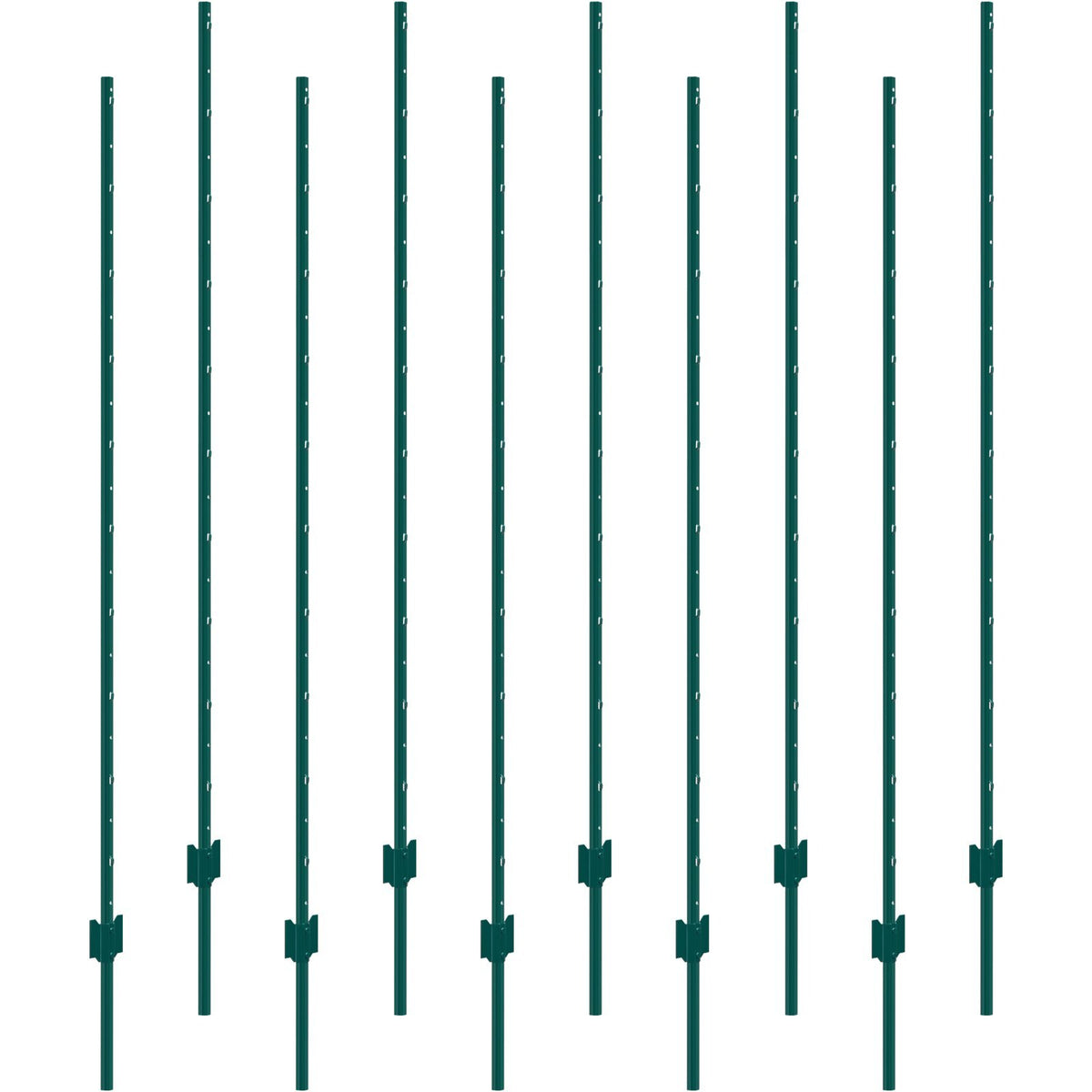 6 Feet Fence Post, 10 Pack U-Channel Heavy Duty Metal Fence Posts, Sturdy Steel Fence Stakes for Garden Yard, Lawn, Farms and Outdoor Wire Fencing, Green