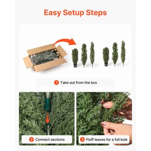 Artificial Topiary Cedar Tree 8 Ft Set of 2 with Pot Greenery Decor, Premium PE Fake Trees, Year-Round Indoor & Outdoor Faux Green Plant for Front Door, Entryway, Porch, Balcony, Patio, Garden