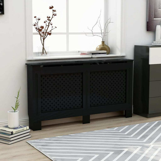Radiator Cover Black 59.8"x7.5"x32.1" MDF