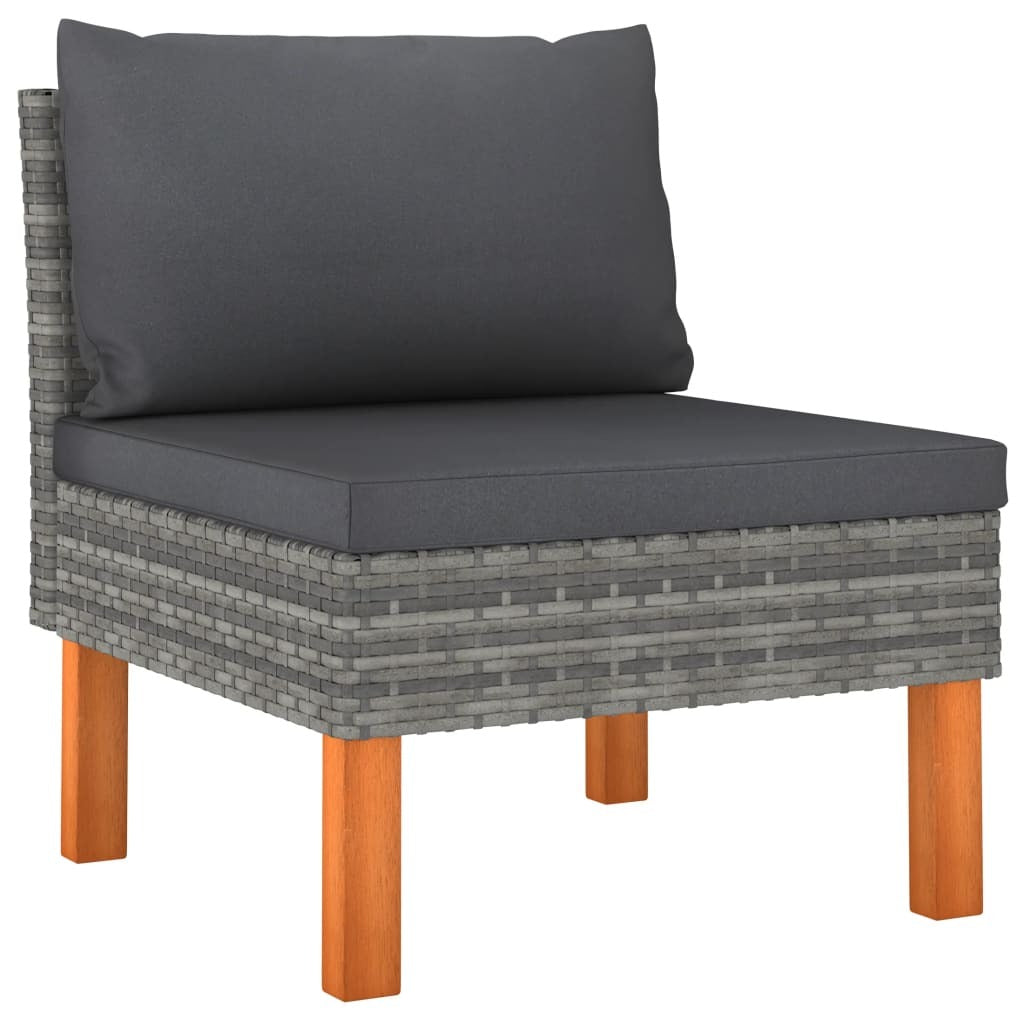 4-Seater Patio Sofa with Cushions Gray Poly Rattan