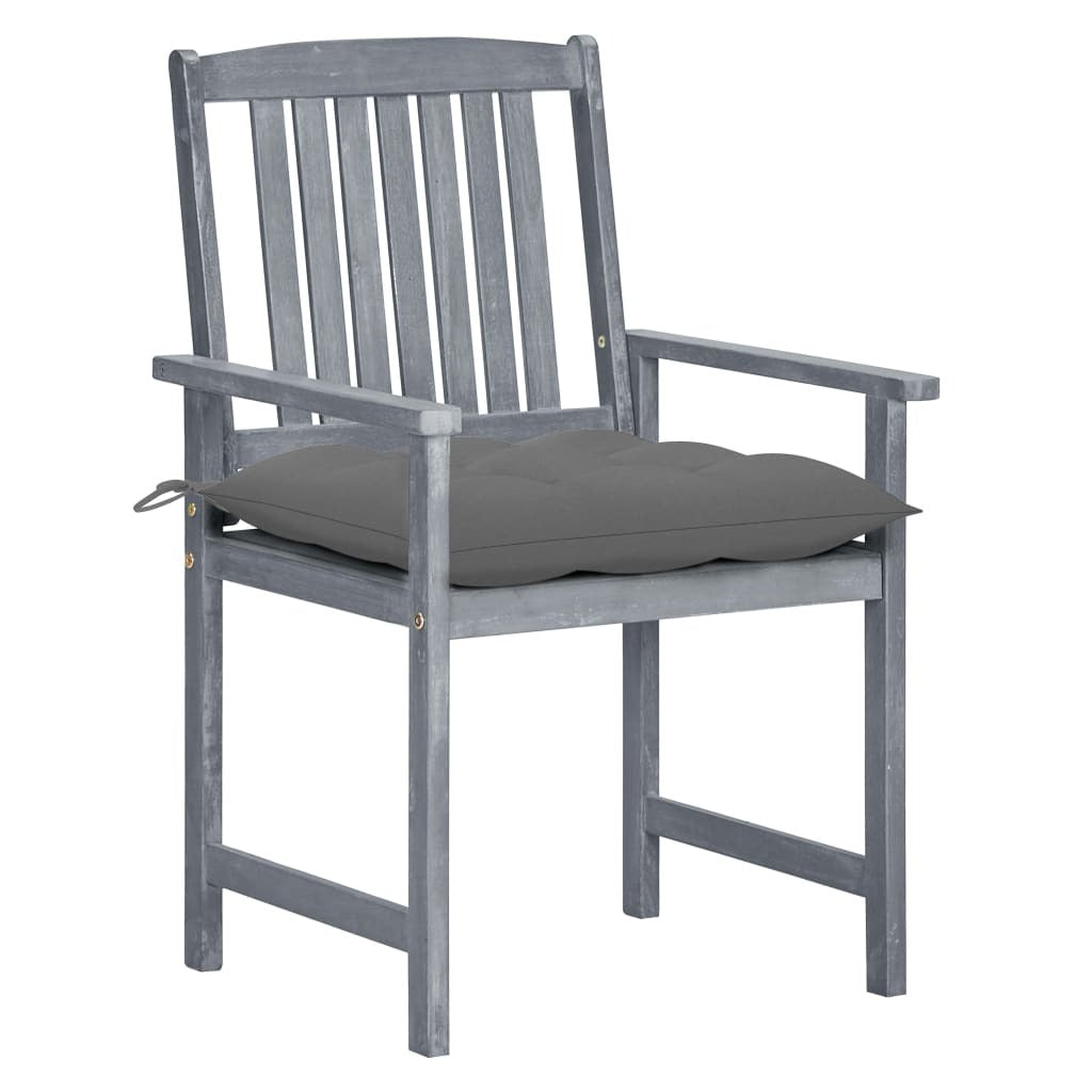 Patio Chairs with Cushions 4 pcs Gray Solid Acacia Wood