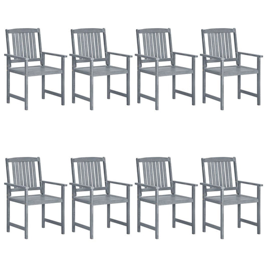 Patio Chairs 8 pcs Solid Acacia Wood Gray