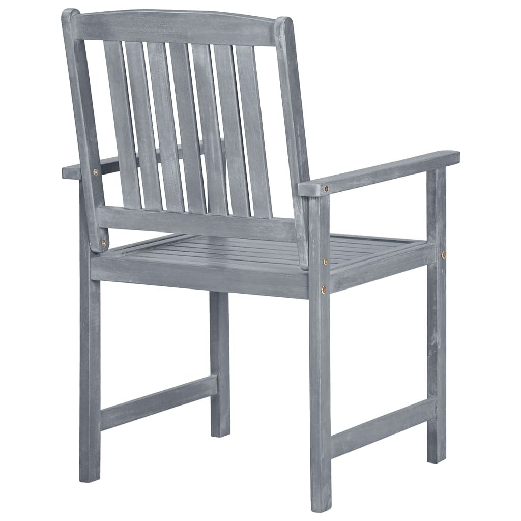 Patio Chairs 8 pcs Solid Acacia Wood Gray