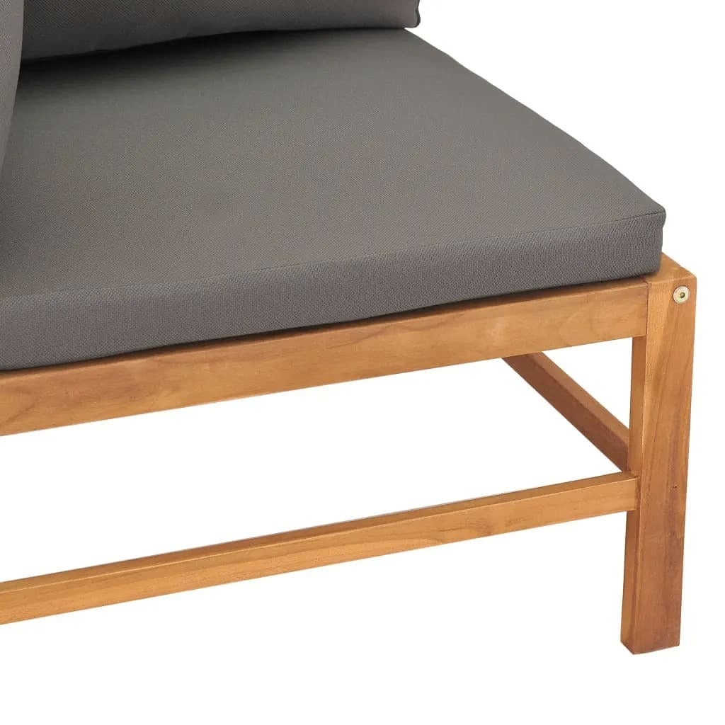 2-Seater Patio Sofa with Gray Cushions Solid Teak Wood