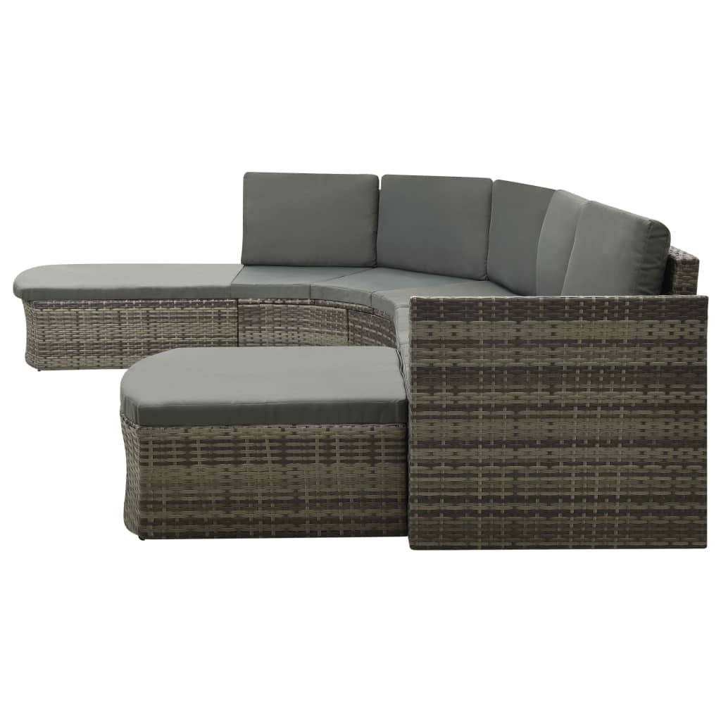 4 Piece Patio Lounge Set with Cushions Poly Rattan Gray