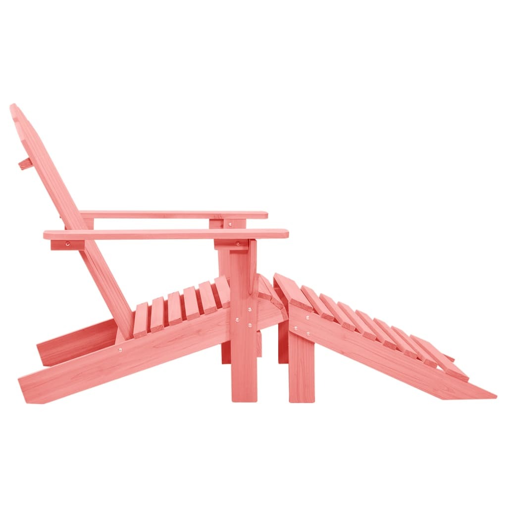 Patio Adirondack Chair with Ottoman Solid Fir Wood Pink