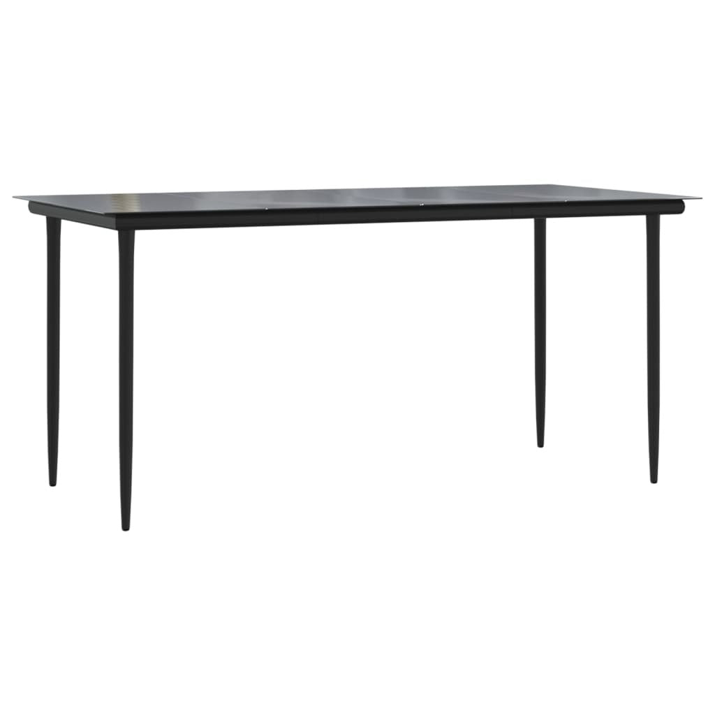 5 Piece Patio Dining Set with Cushions Black and Gray Poly Rattan