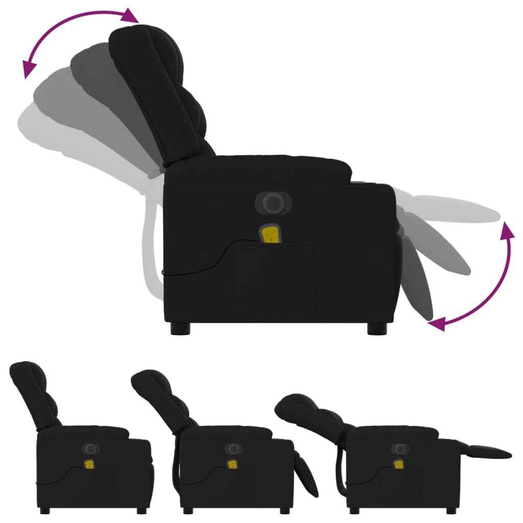 Electric Massage Recliner Chair Black Fabric