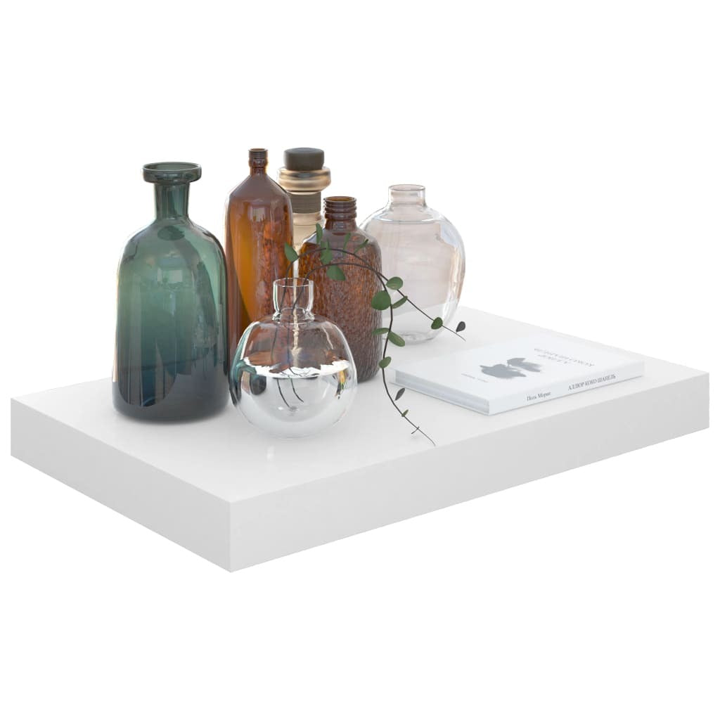 Floating Wall Shelves 2 pcs High Gloss White 15.7"x9.1"x1.5" MDF