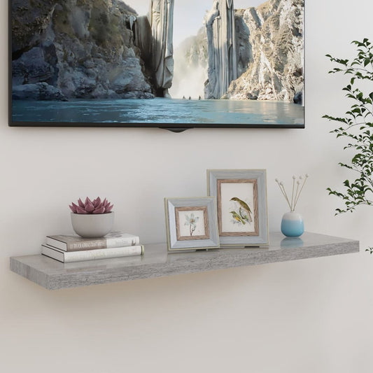 Floating Wall Shelf Concrete Gray 35.4"x9.3"x1.5" MDF