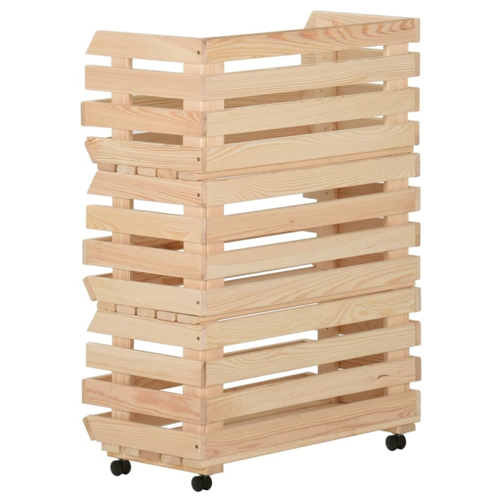 Vegetable Trolley 22.4"x11.8"x31.5" Solid Wood Pine