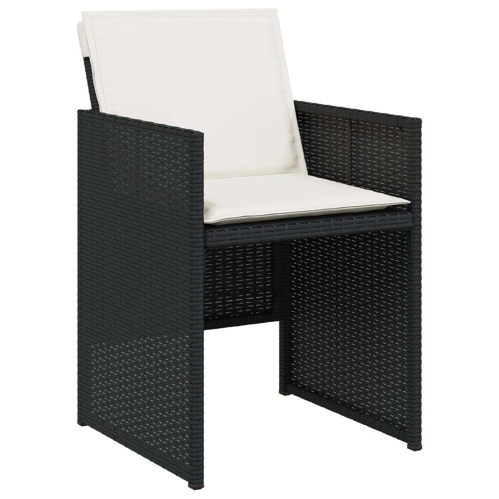 5 Piece Patio Dining Set with Cushions Black Poly Rattan