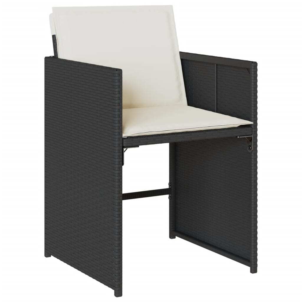 15 Piece Patio Dining Set with Cushions Black Poly Rattan