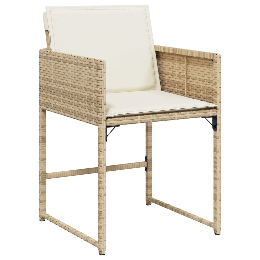 13 Piece Patio Dining Set with Cushions Beige Poly Rattan