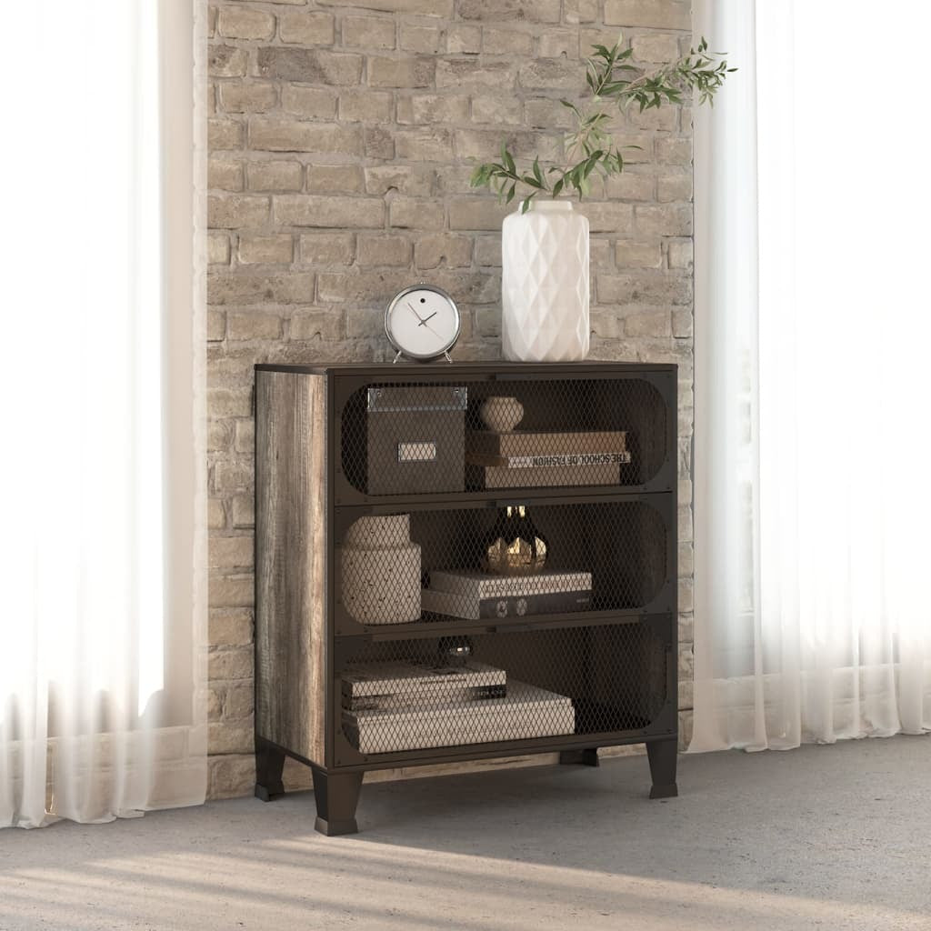 Storage Cabinet Gray 28.3"x14.2"x32.3" Metal and MDF
