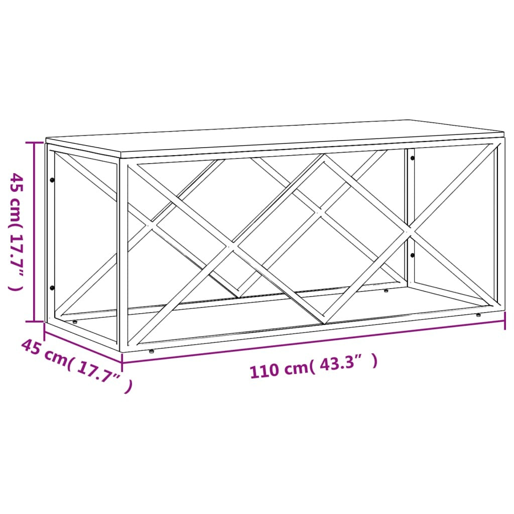 Coffee Table Stainless Steel and Solid Wood Acacia